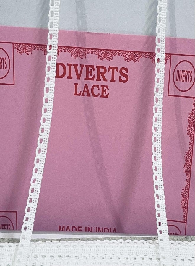 دانتيل قطني أبيض ناعم من DIVERTS بنقشة زهور حلزونية | لتزيين حواف الساري، والكورتا، والدوباتا، والبلوزة، والفستان، واللينغا (50 متراً، عرض 0.7 سم) - Image 4
